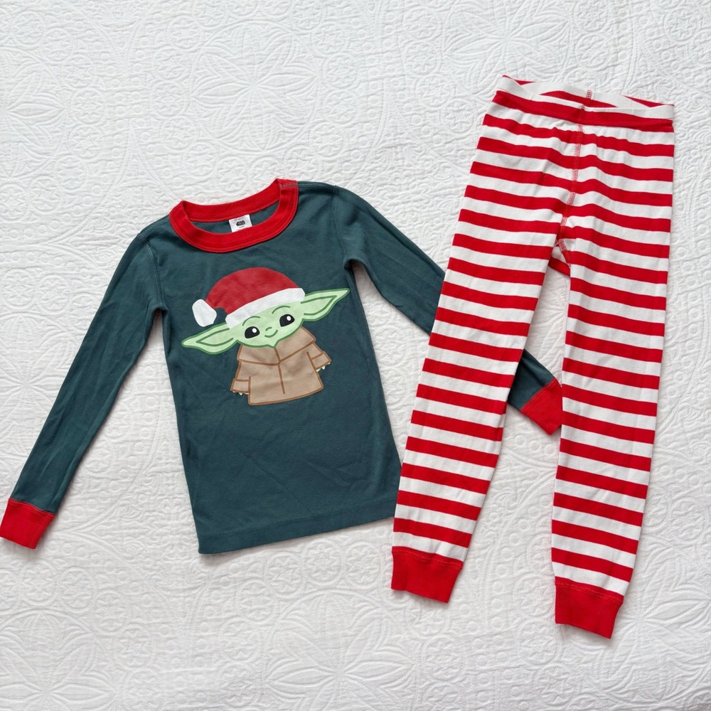Hanna Andersson x Star Wars Kids' Organic Cotton PJ Set, Christmas Baby Yoda